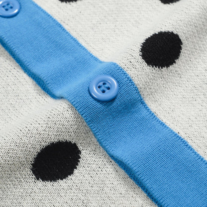 Vintage knitted cardigan with contrasting polka dots for men