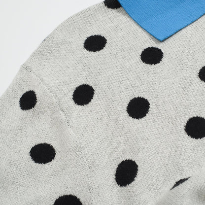 Vintage knitted cardigan with contrasting polka dots for men