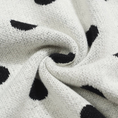 Vintage knitted cardigan with contrasting polka dots for men