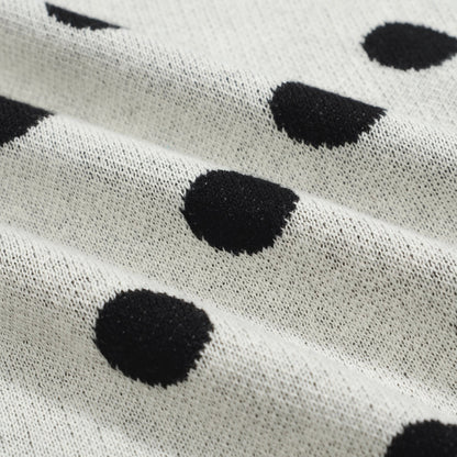 Vintage knitted cardigan with contrasting polka dots for men