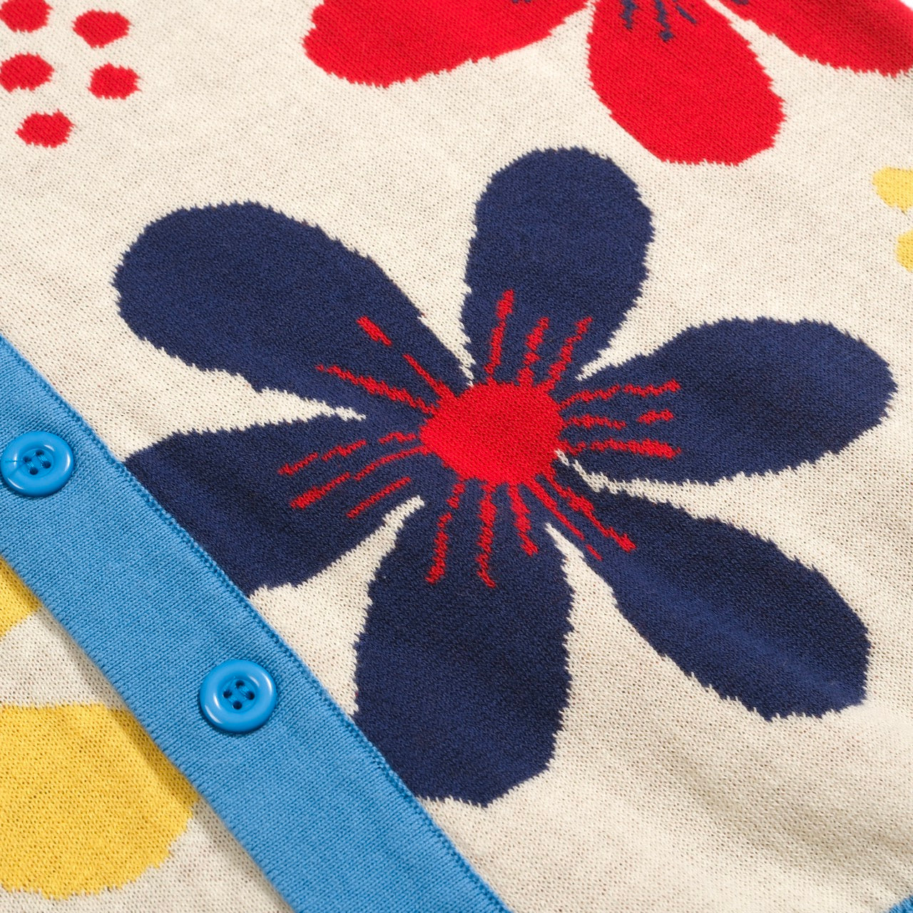 Vintage Knitted Floral Apricot Cardigan for Men