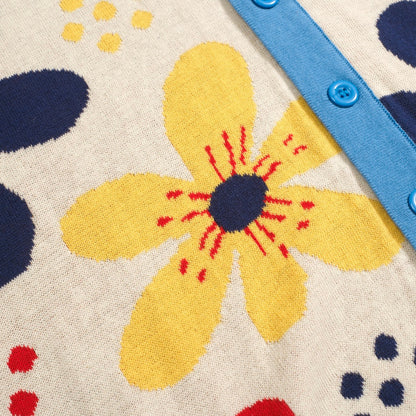 Vintage Knitted Floral Apricot Cardigan for Men