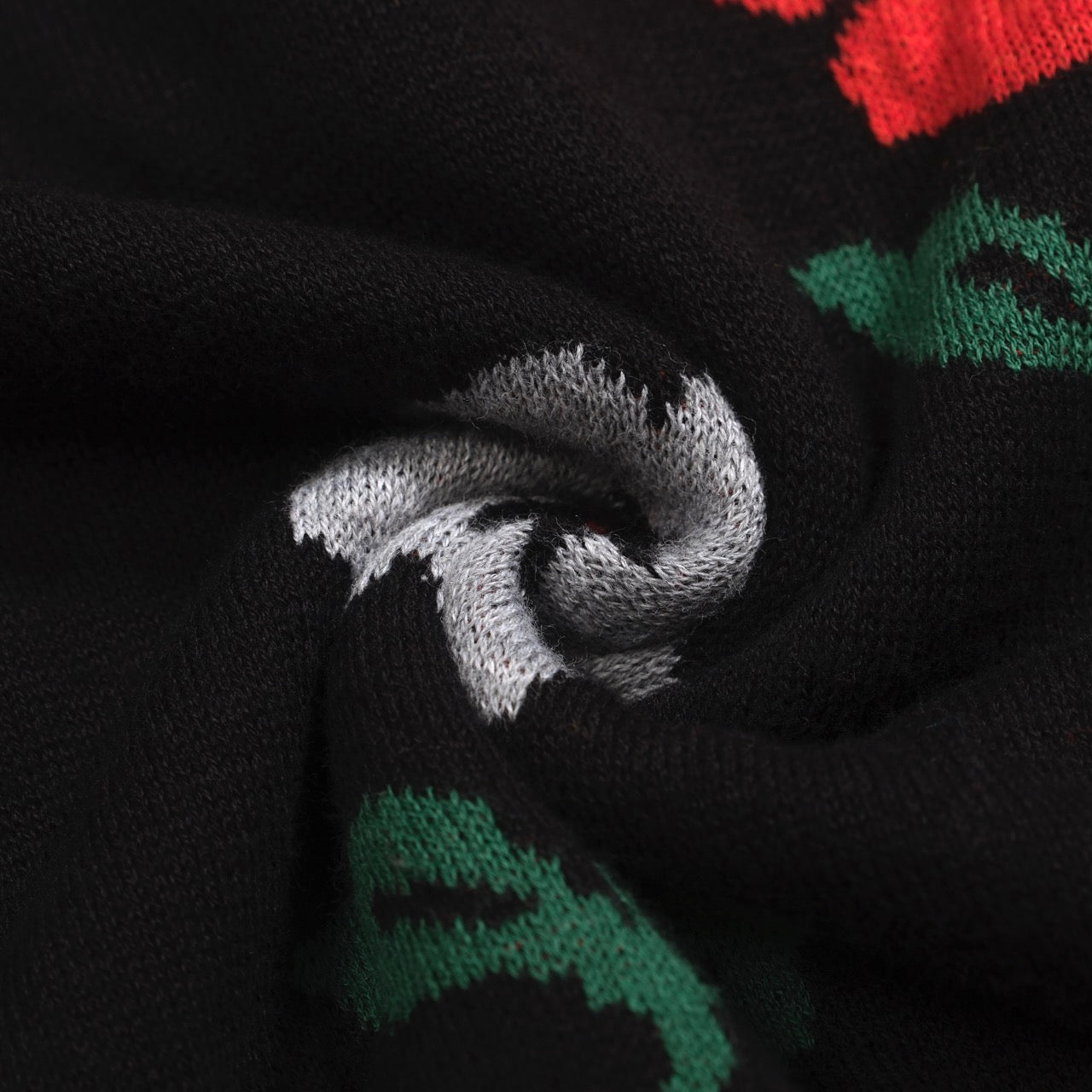 Men's Black Vintage Knitted Polo with Floral V-Neck