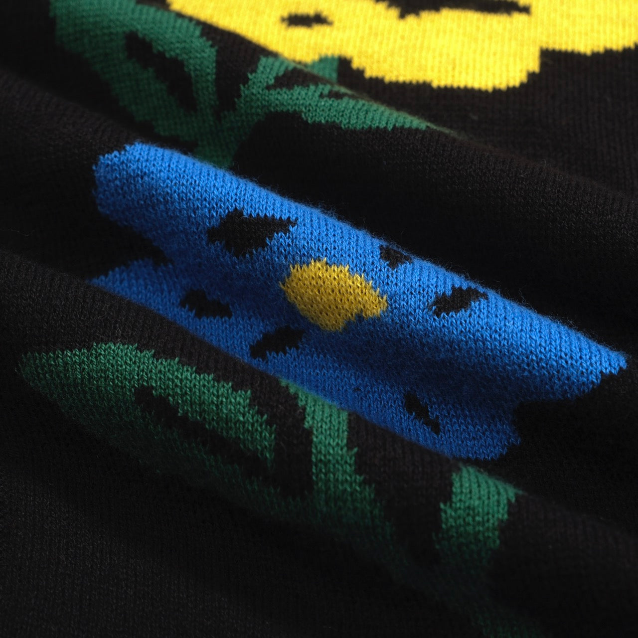 Vintage Black Floral Knit Cardigan for Men