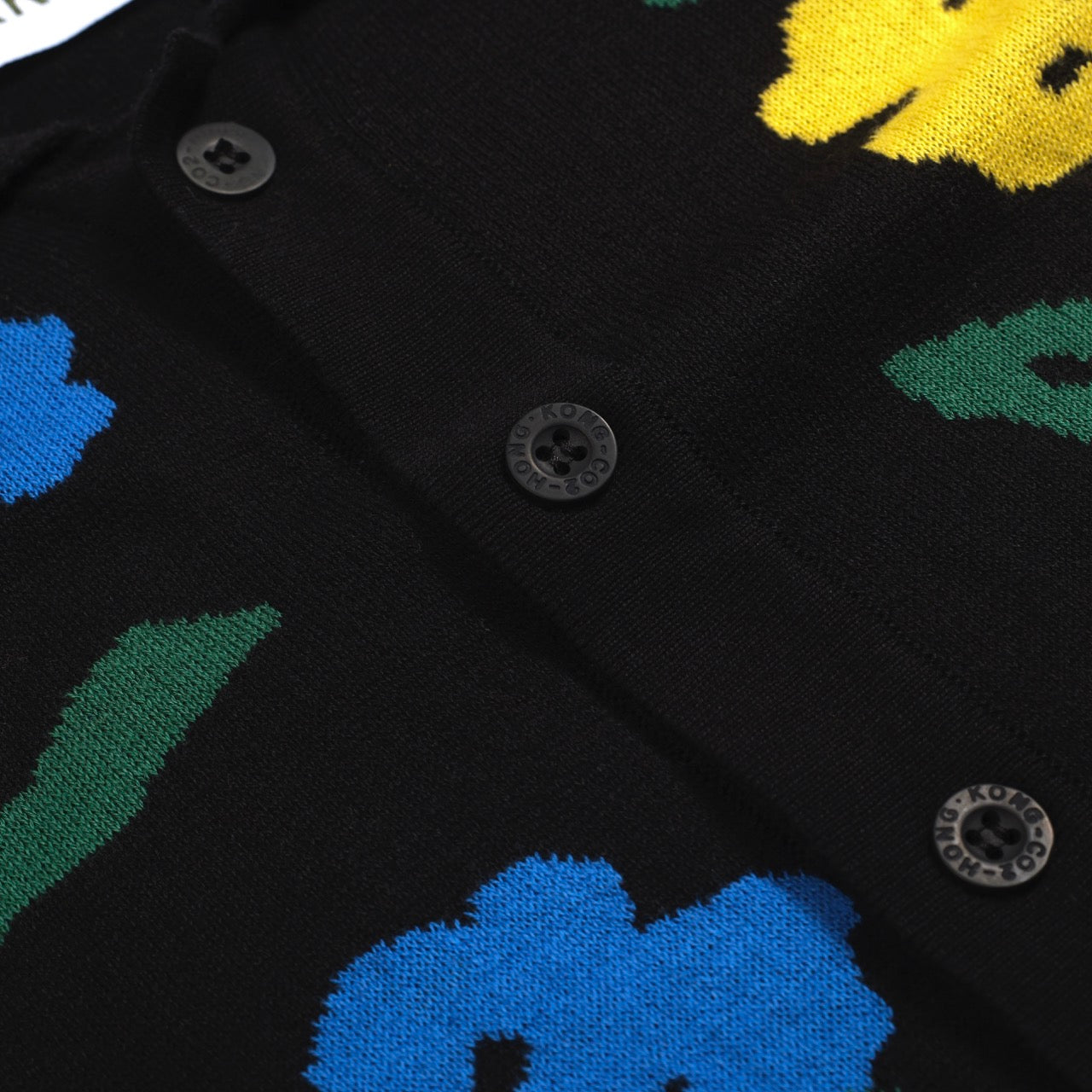 Vintage Black Floral Knit Cardigan for Men