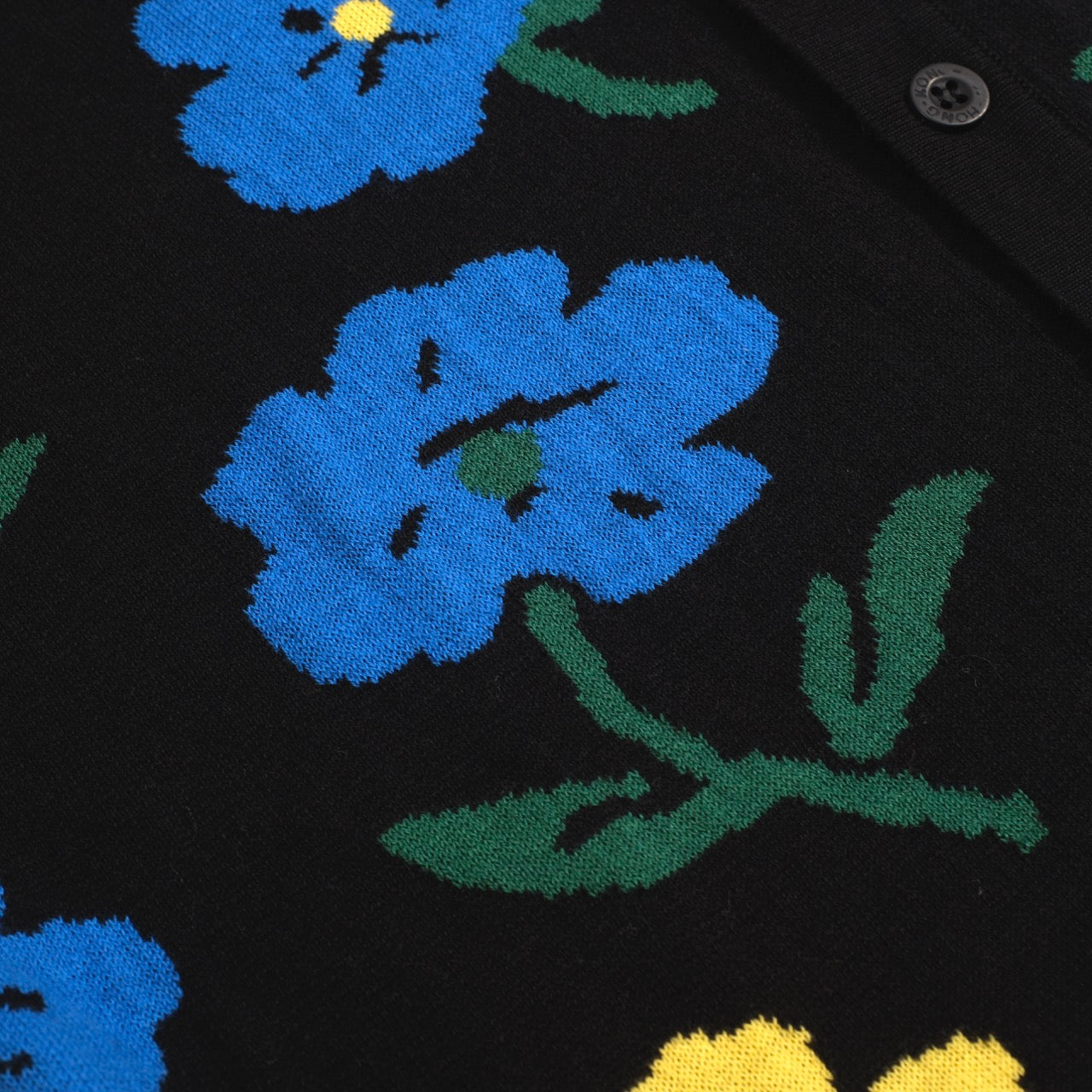 Vintage Black Floral Knit Cardigan for Men