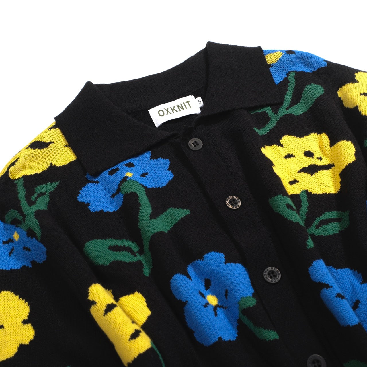 Vintage Black Floral Knit Cardigan for Men