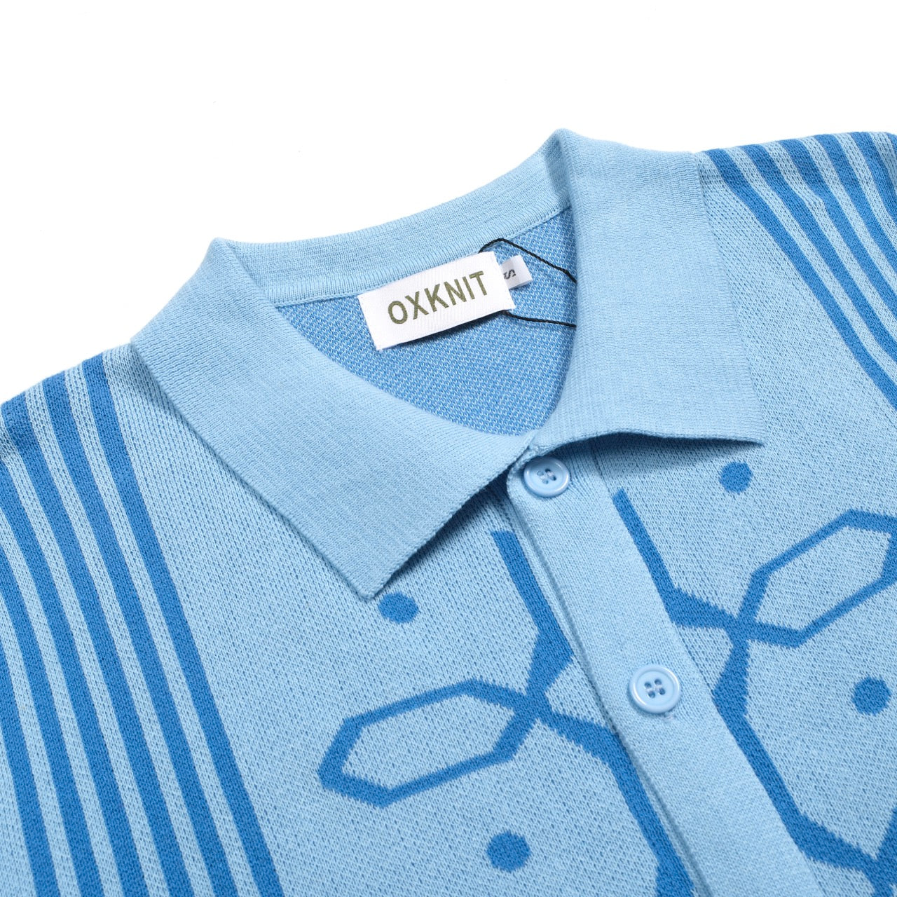 Men's Retro Jacquard Knitted Blue Cardigan