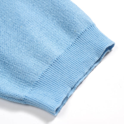 Men's Retro Jacquard Knitted Blue Cardigan