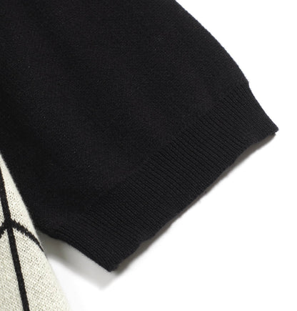 Retro Black Knitted Jacquard Cardigan for Men