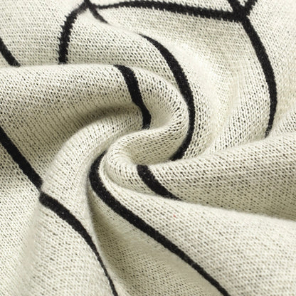 Retro Black Knitted Jacquard Cardigan for Men