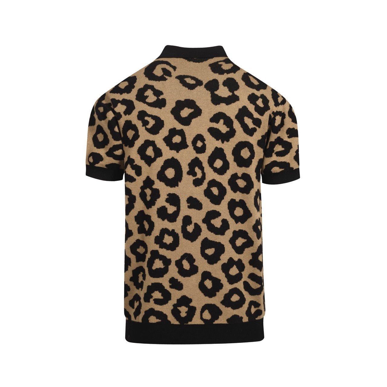 Vintage knitted jacquard gilet in brown leopard print for men