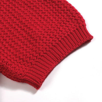 Casual Red Knitted Polo for Men with V-Neck