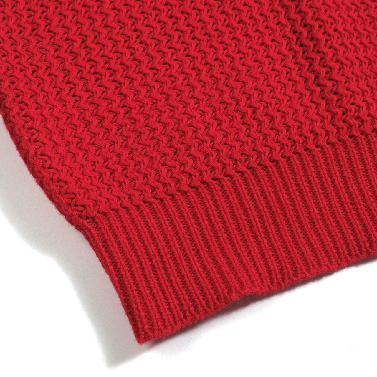Casual Red Knitted Polo for Men with V-Neck