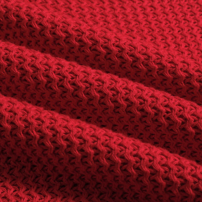 Casual Red Knitted Polo for Men with V-Neck