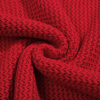 Casual Red Knitted Polo for Men with V-Neck