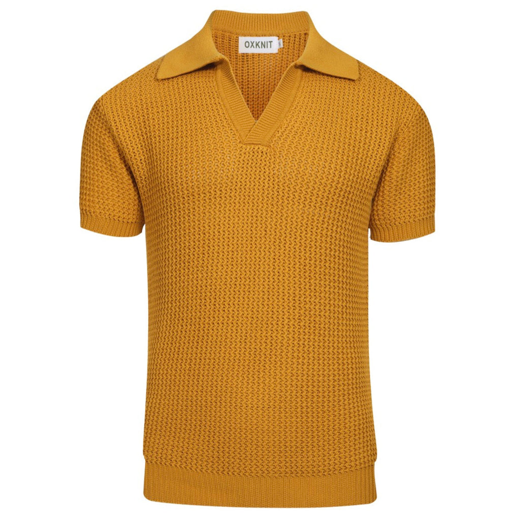 Casual Khaki V-Neck Knitted Polo for Men