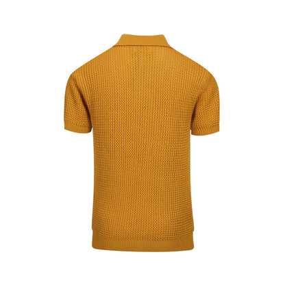 Casual Khaki V-Neck Knitted Polo for Men
