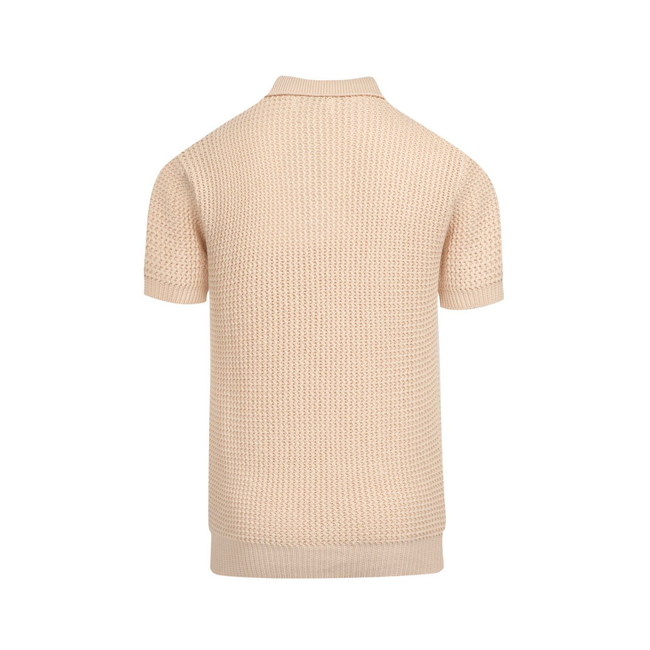 Casual knitted V-neck polo for men in apricot