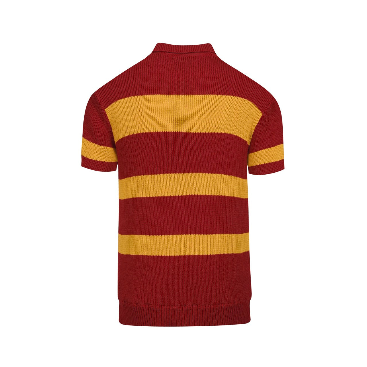Vintage Red Striped Knitted Polo for Men