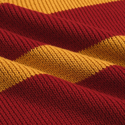 Vintage Red Striped Knitted Polo for Men
