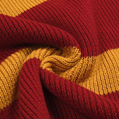 Vintage Red Striped Knitted Polo for Men