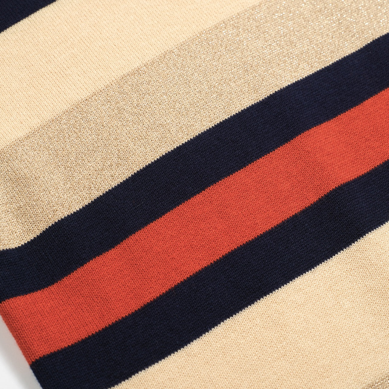 Vintage Khaki Striped Knitted Polo for Men