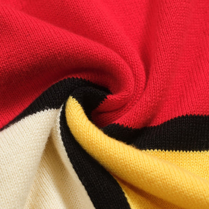 Retro Colourful Knitted Cardigan for Men in Blue