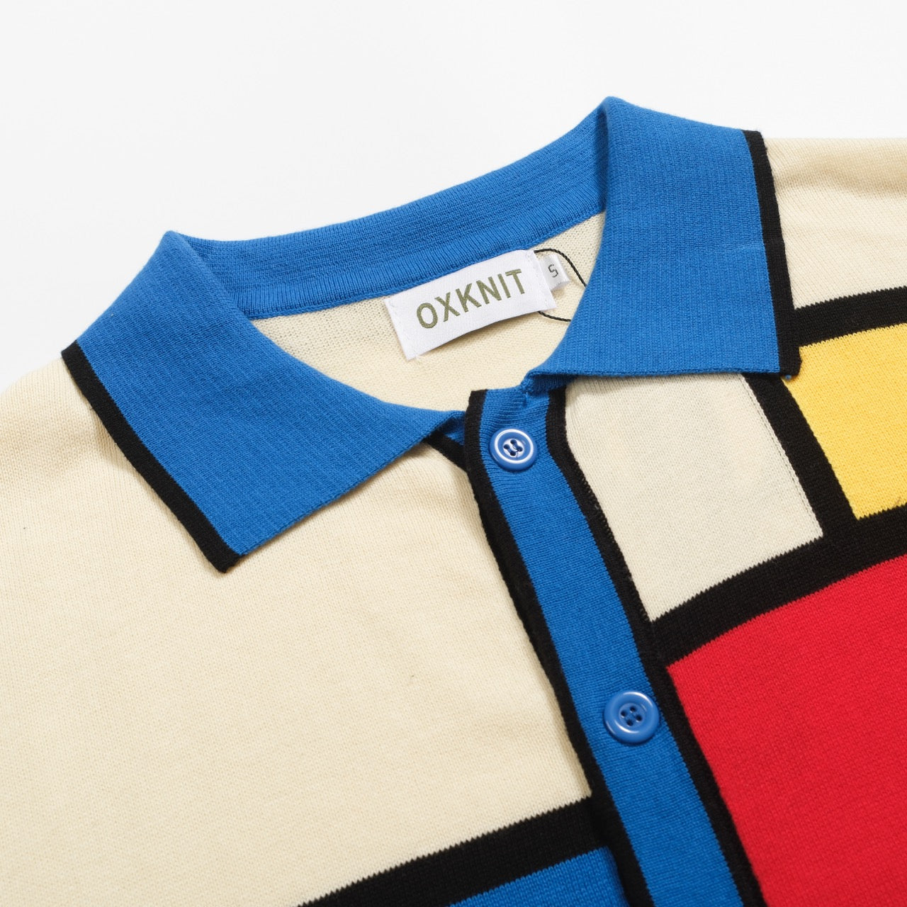 Retro Colourful Knitted Cardigan for Men in Blue