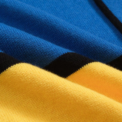 Retro Colourful Knitted Cardigan for Men in Blue