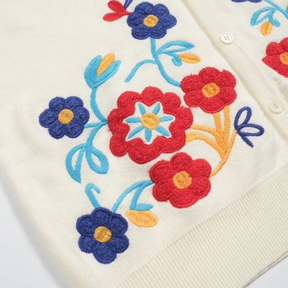 Retro knitted jacquard cardigan in apricot for men