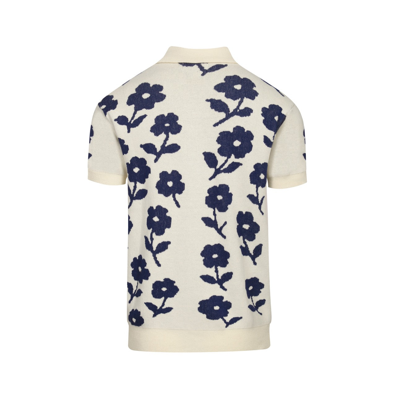 Casual Vintage White Floral Jacquard Cardigan for Men