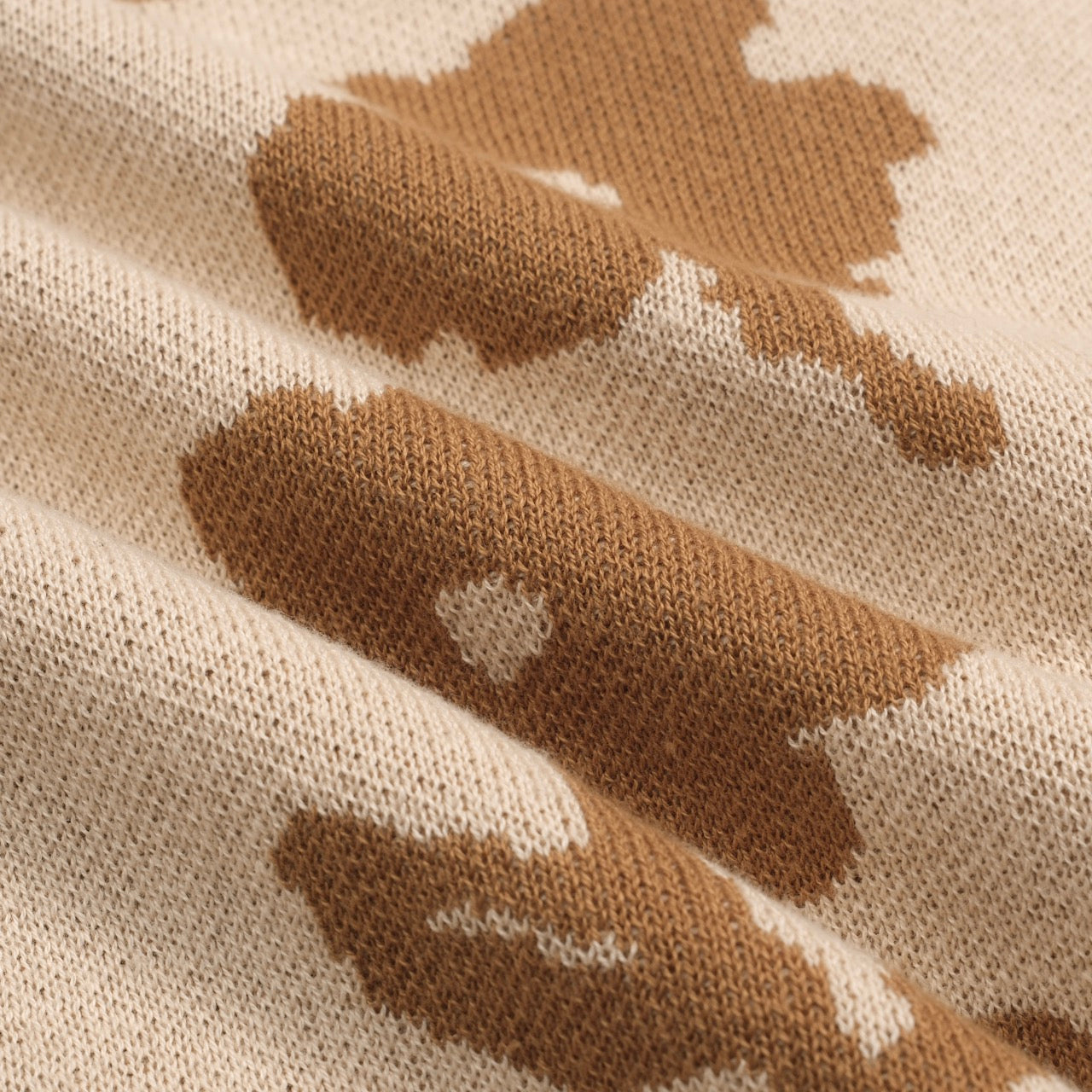 Casual Vintage Khaki Floral Jacquard Cardigan for Men