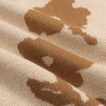 Casual Vintage Khaki Floral Jacquard Cardigan for Men