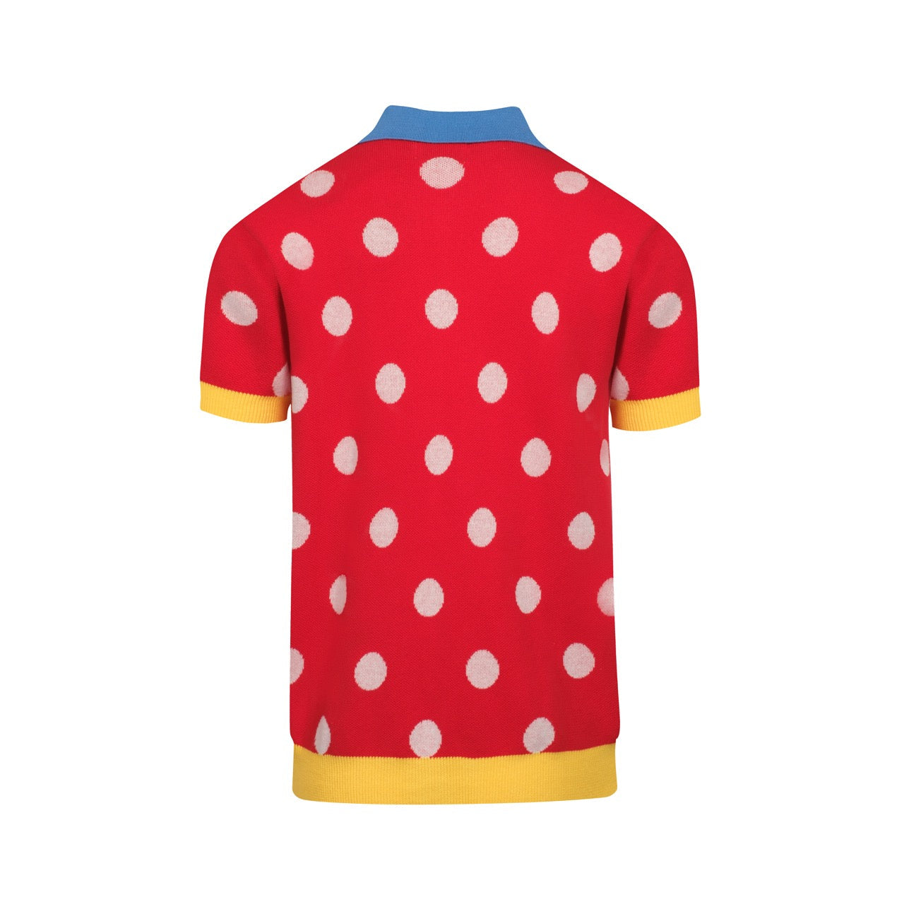 Vintage red polka dot jacquard knitted cardigan for men