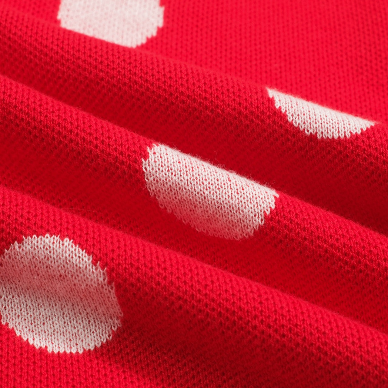 Vintage red polka dot jacquard knitted cardigan for men