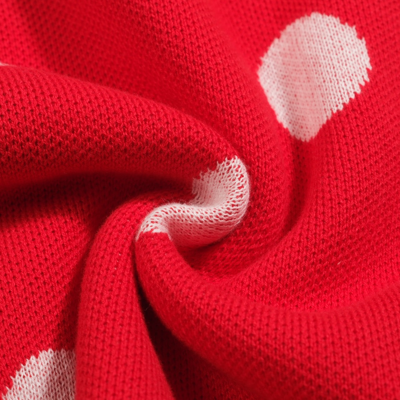 Vintage red polka dot jacquard knitted cardigan for men