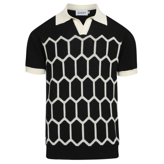 Vintage Black Knit Polo Shirt for Men
