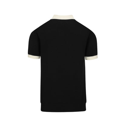 Vintage Black Knit Polo Shirt for Men