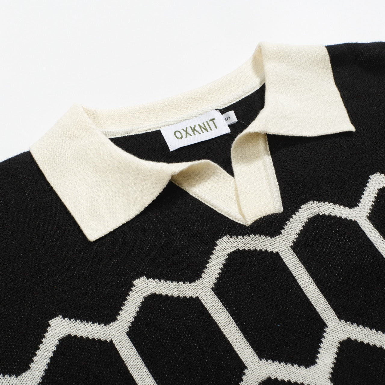 Vintage Black Knit Polo Shirt for Men