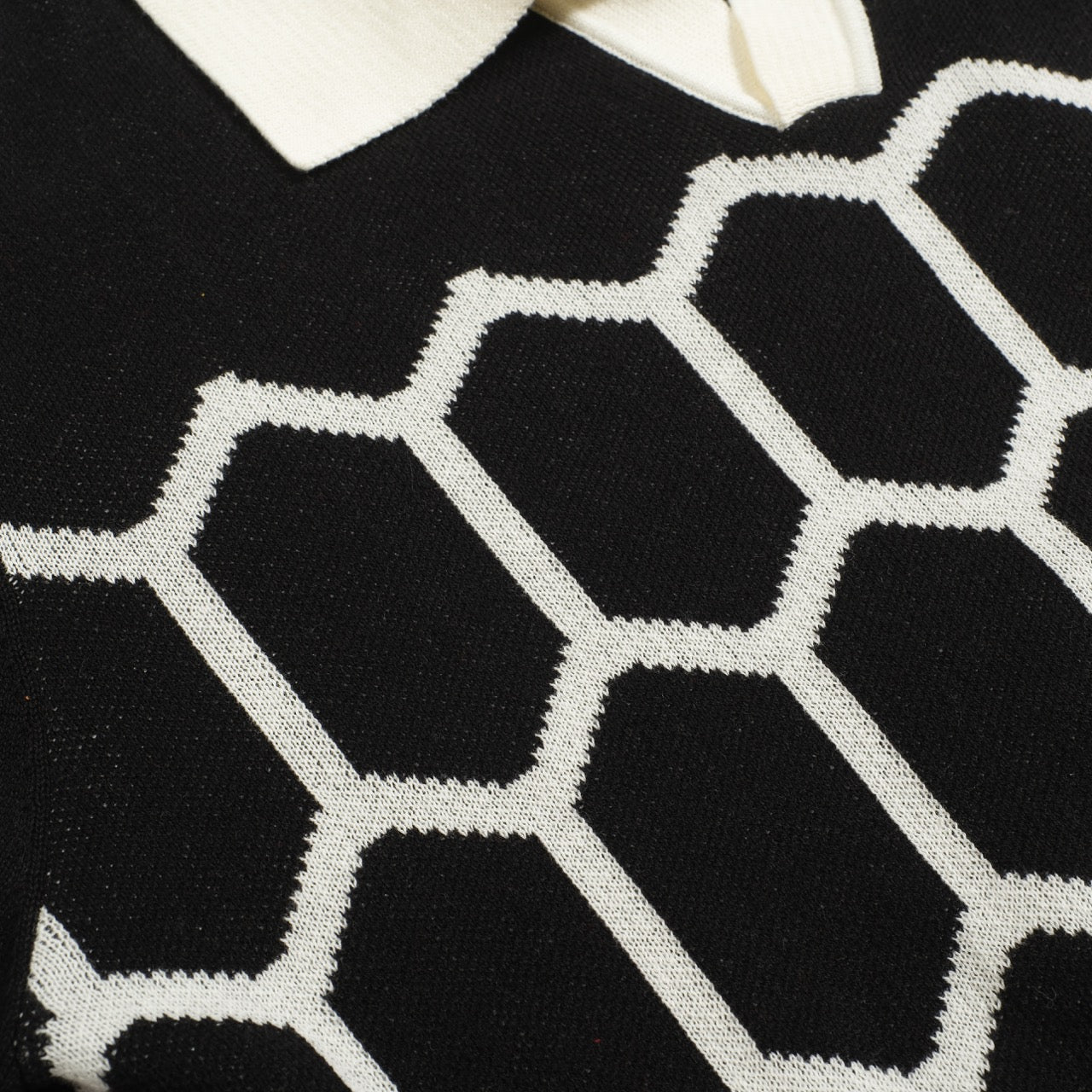 Vintage Black Knit Polo Shirt for Men