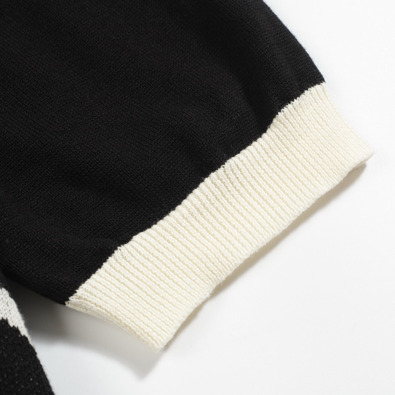 Vintage Black Knit Polo Shirt for Men