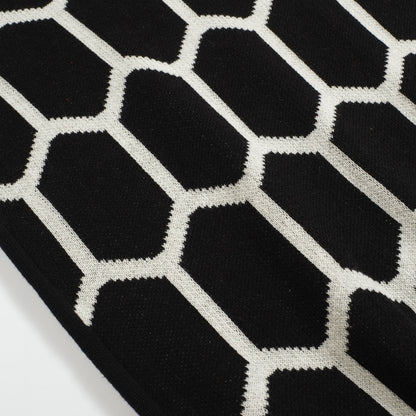 Vintage Black Knit Polo Shirt for Men