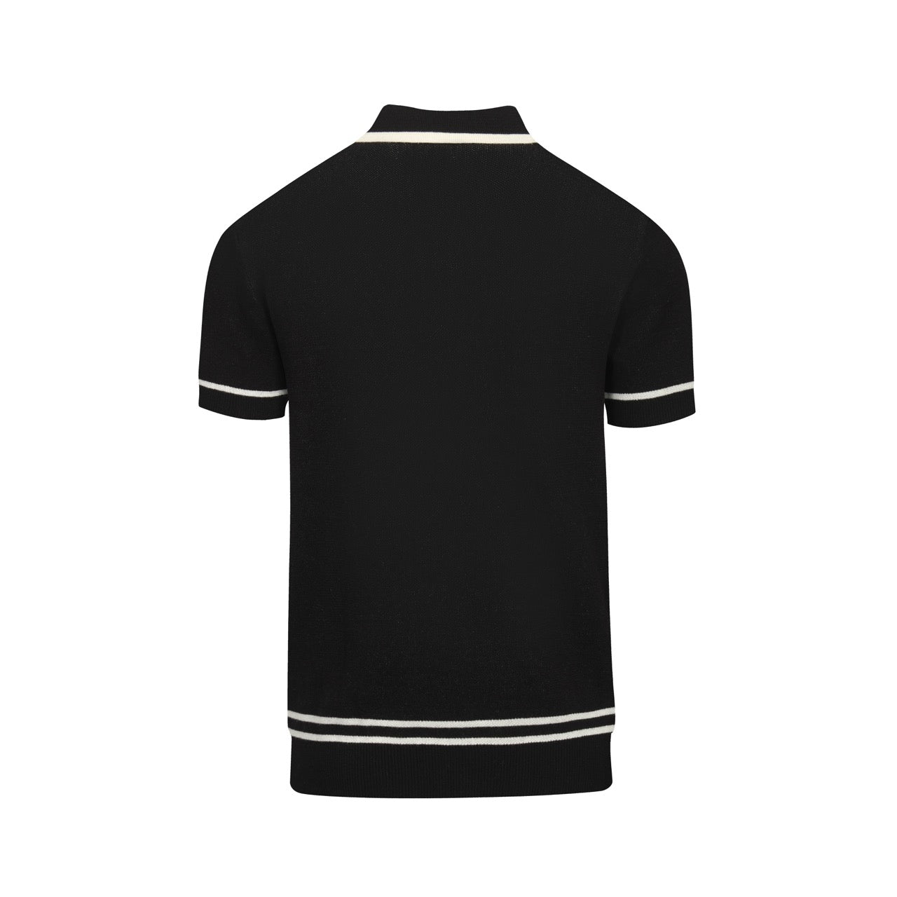 Vintage black knitted polo with jacquard for men