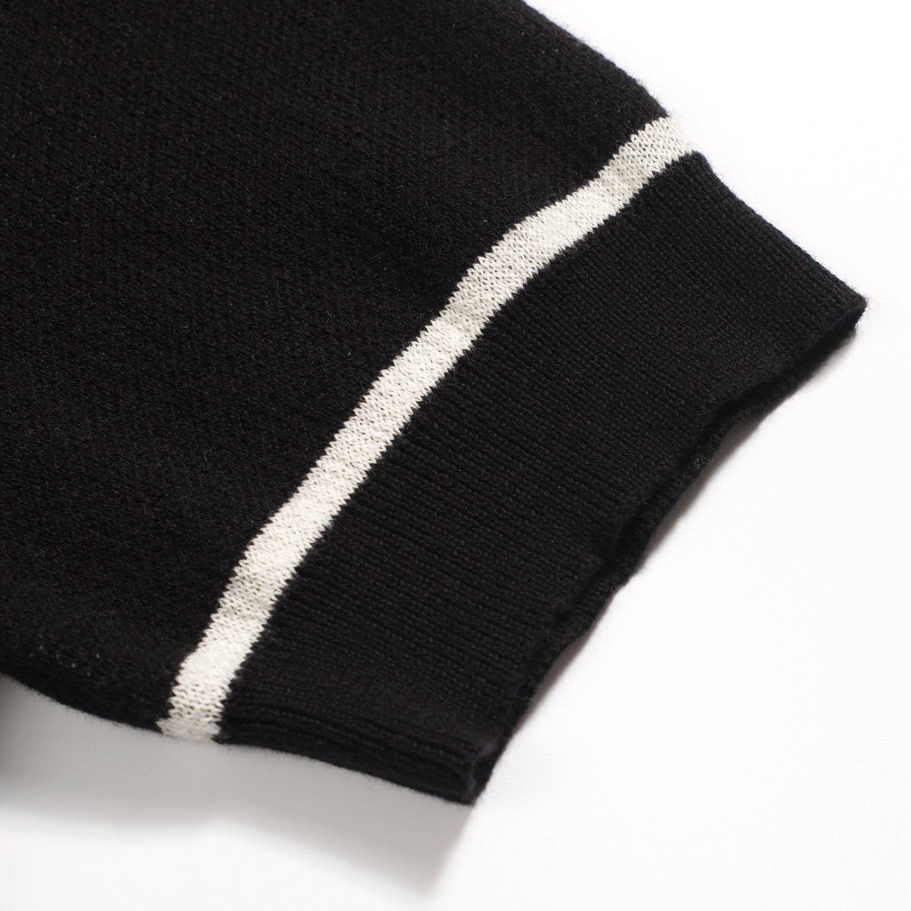 Vintage black knitted polo with jacquard for men