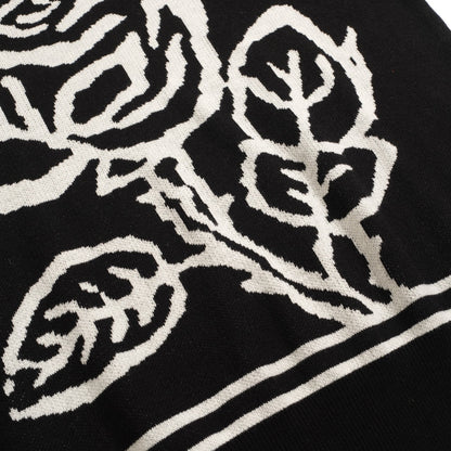 Vintage black knitted polo with jacquard for men