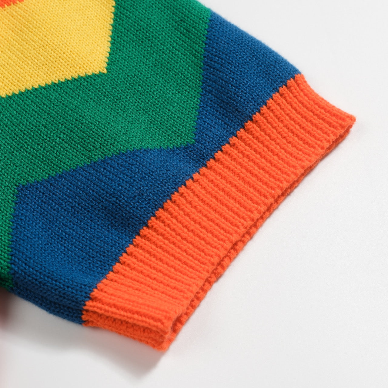 Vintage knitted orange jacquard V-neck polo for men