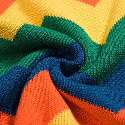 Vintage knitted orange jacquard V-neck polo for men