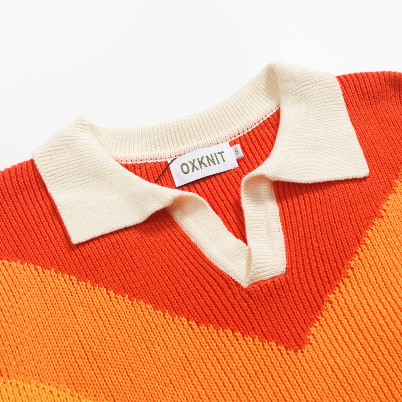 Vintage Multicoloured Striped V-Neck Knitted Polo for Men