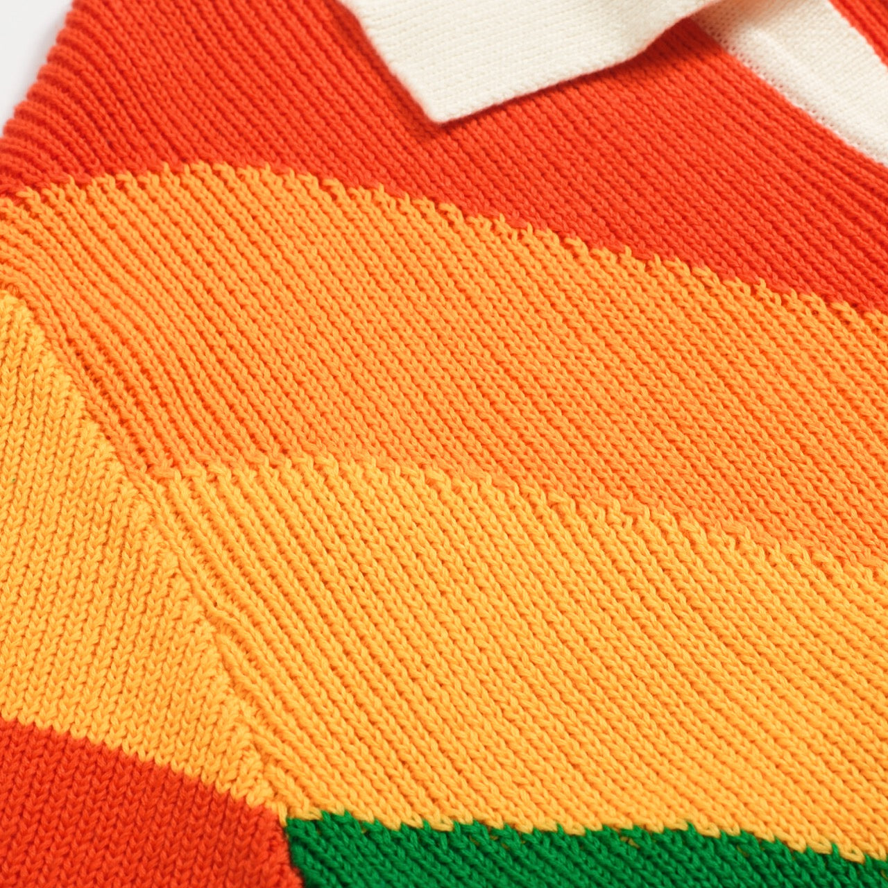 Vintage Multicoloured Striped V-Neck Knitted Polo for Men